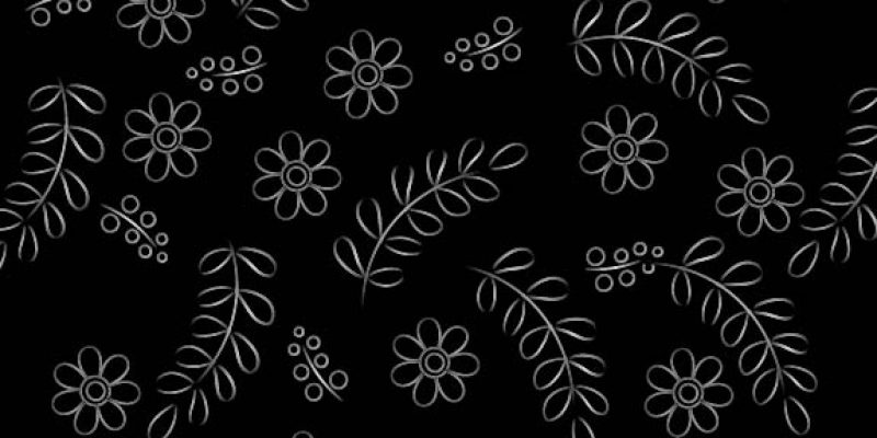 Hand drawn floral elements black color background – free photo