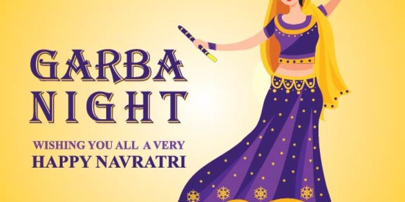 Wishing you all a very happy navratri festival, garba night card or poster design – free vector