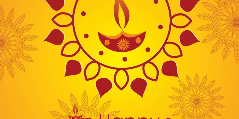 Happy diwali yellow background – free vector