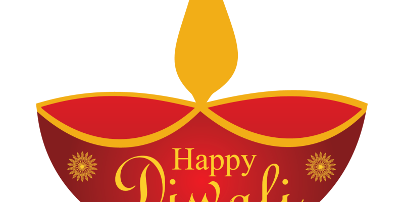 Beautiful diya with happy diwali – free vector