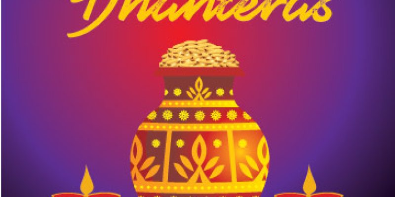 Beautiful Happy dhanteras festival card – free vector