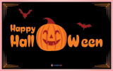 Happy halloween lettering and background with halloween ghost balloons, pampkin