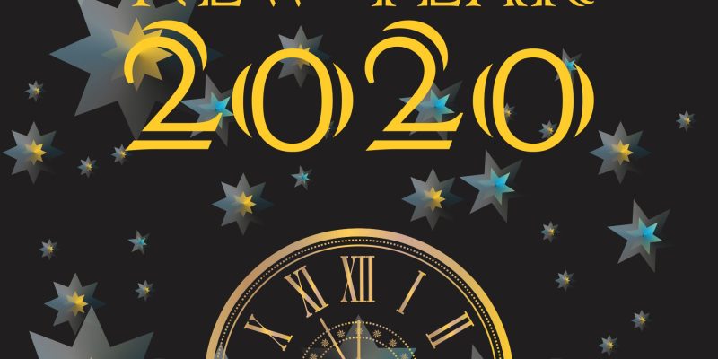 Creative black theme happy new year 2020 poster – free vector