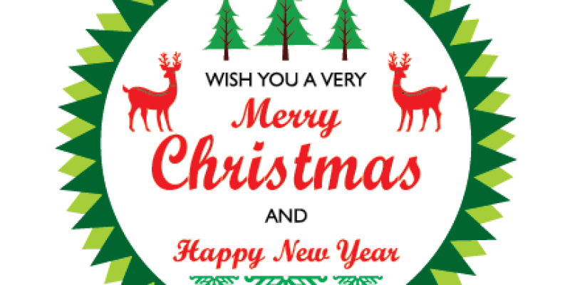Merry christmas & happy new year on rounded background – free vector