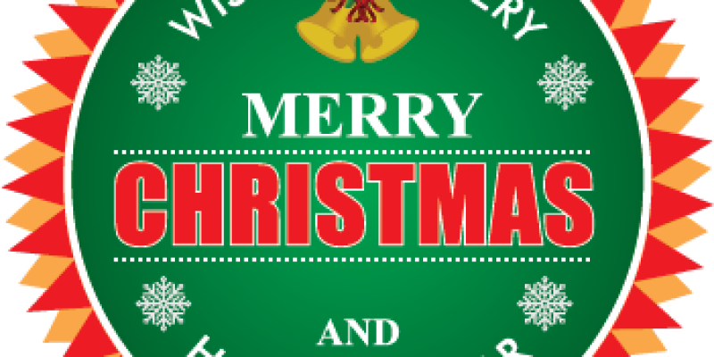 Merry christmas & happy new year on rounded background  – free vector