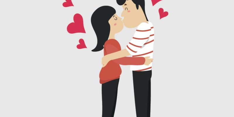 Hand drawn valentine’s day couple photo – Free Vector