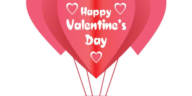 Heart balloon floating, Happy Valentine’s Day post – free vector