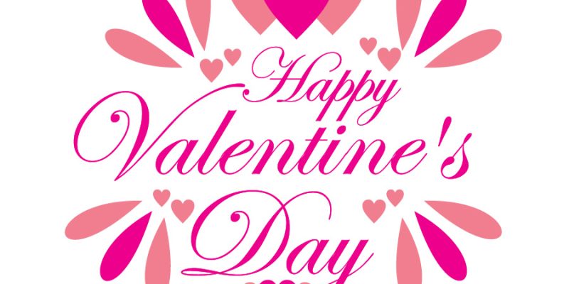 Valentines Day elegant hand text banner. Valentine greeting card template with calligraphy happy valentine`s day with pink heart – free vectir