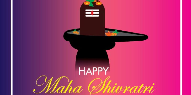 Vector illustration for maha shivratri festival, har har mahadev with shivling background- free vector