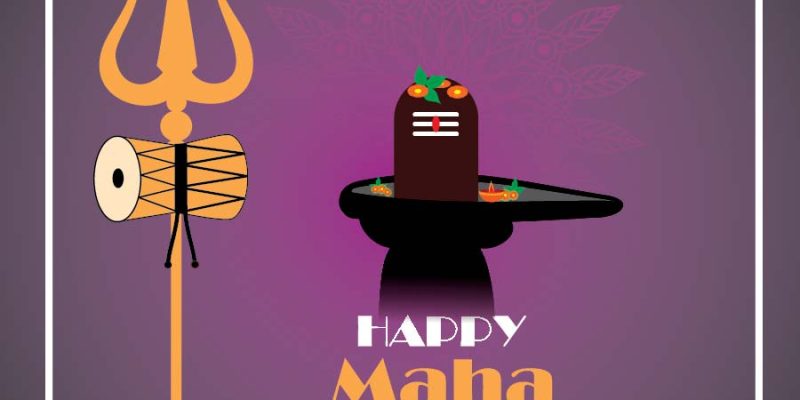 Happy maha shivratri festival greeting card with trishul  picture – free vector