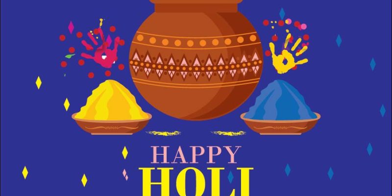 Happy holi colorful blue background – free vector