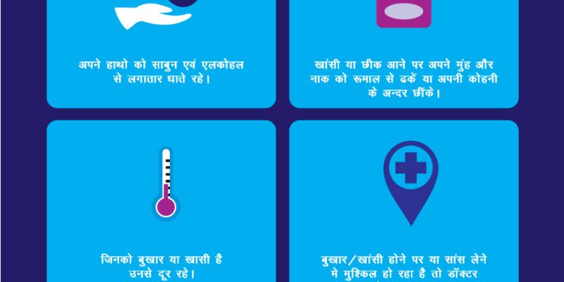 Tips to reduce risk of infection by coronavirus in hindi – free vector