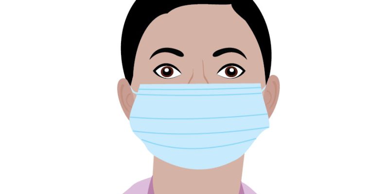 Girl wears a medical face mask – free Vector