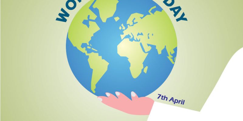 Flat design world heathy day with earth in hand – Free Vector