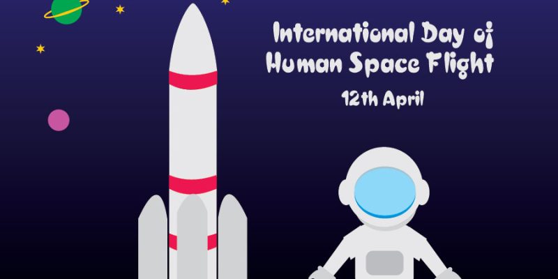 Vector illustration for International day of human space flight with rocket – Free Vector