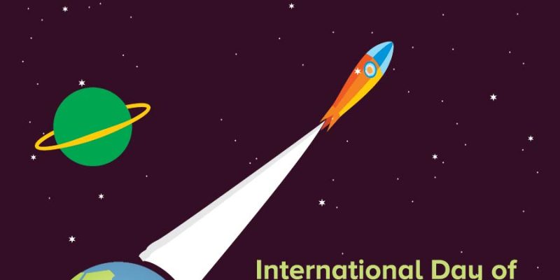 12 April International day of human space flight with rocket icon – Free Vector