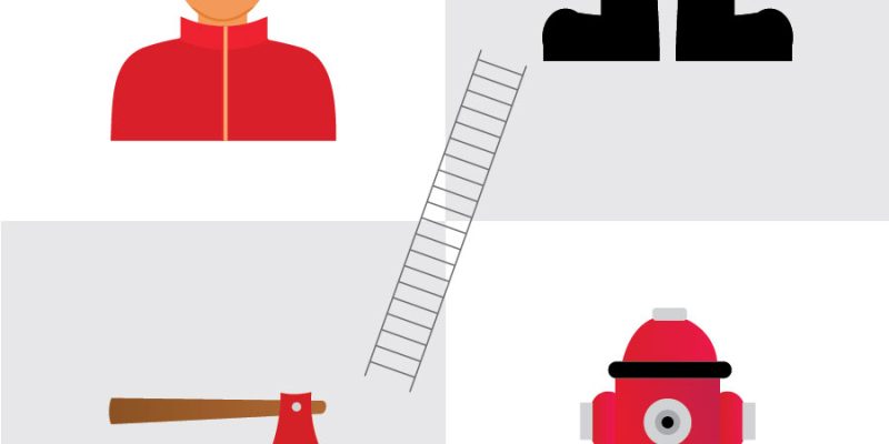 Firefighter elements/tools illustration- free vector