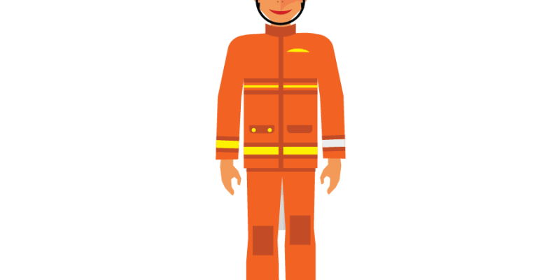 Firefighter in professional uniform – Free Vector