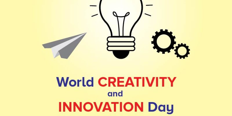 Creativity and Innovation Day with yellow background – free vector