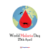 World malaria day with mosquitoes, blood drop in a circle frame and globe – free vector