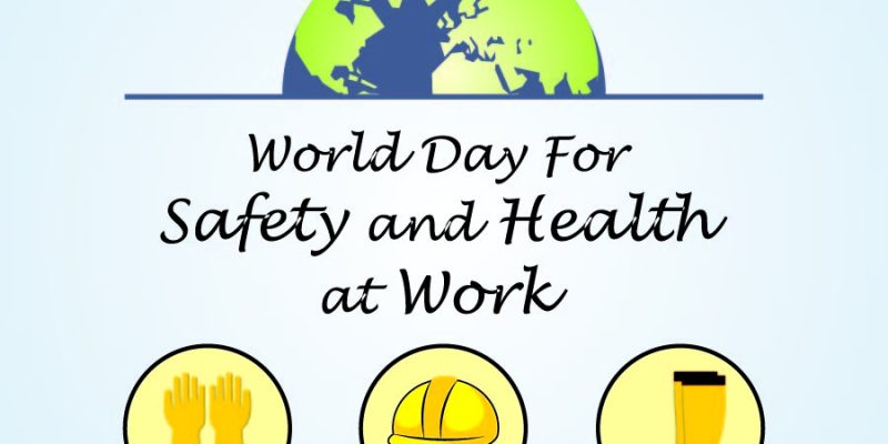 World day for safety and health at work with with glob illustration – free vector
