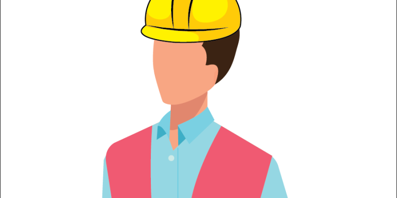 Worker with helmet & uniform illustration icon – free vector