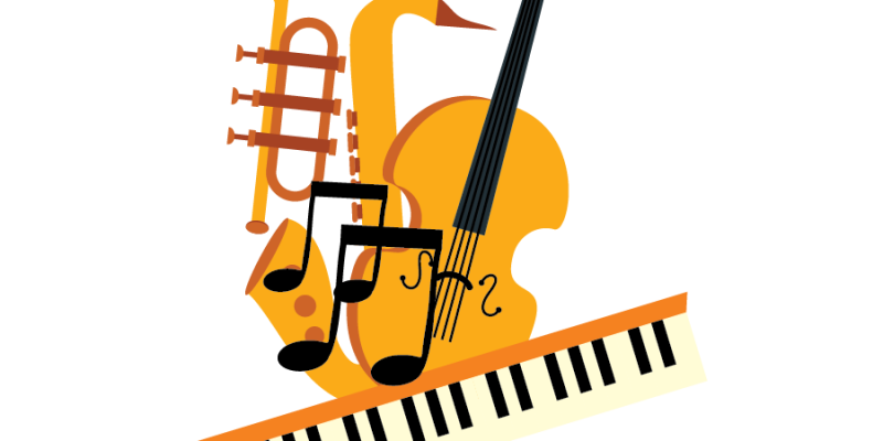 Musical instrument Saxophone, Trumpet, Cello, Guitar, Keyboard vector icon set – free vector