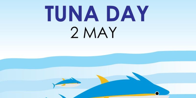 World tuna day vector illustration poster with fish silhouette  – free vector