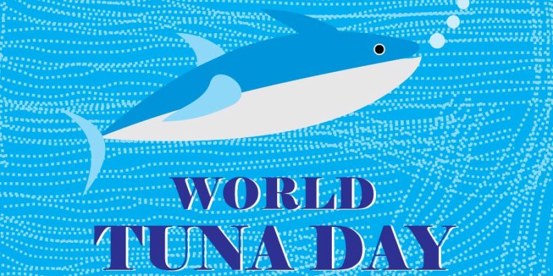 World tuna day illustration with fish image  – free vector