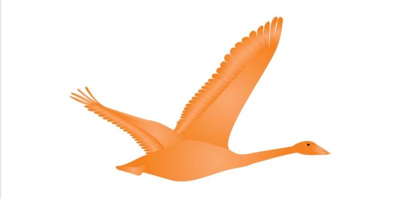 Crane birds flying icon – free vector
