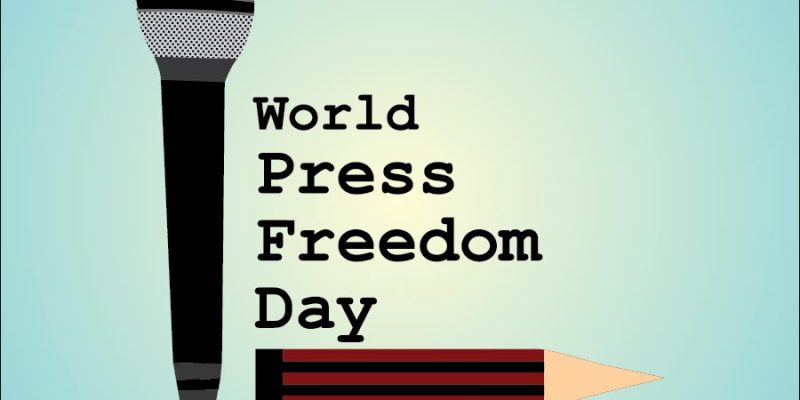 World press freedom day background with microphone picture – Free Vector