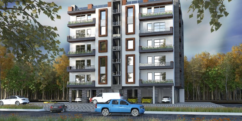 Building with car, tree & park – free photo