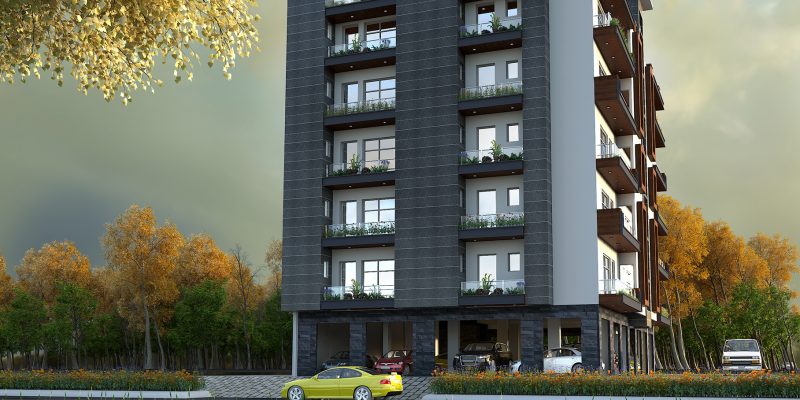 Building with car, tree & park – free photo