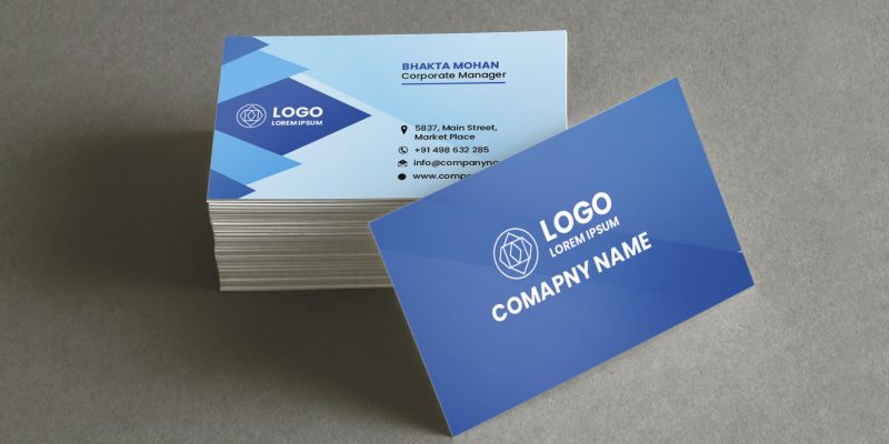 Blue creative & modern professional business card – Free Vector
