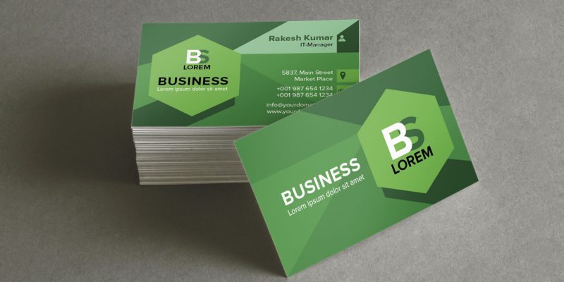Green background business card. Creative, modern & professional business card template – Free Vector