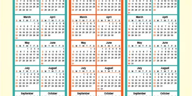 Three years 2019, 2020 & 2021 calendar design template – free vector