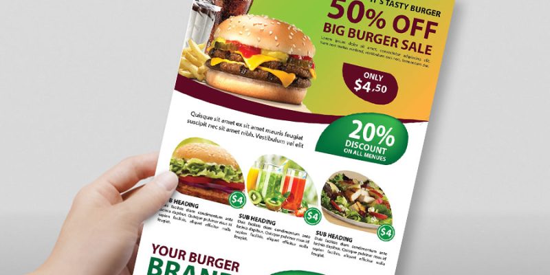 Burger food flyer – free vector