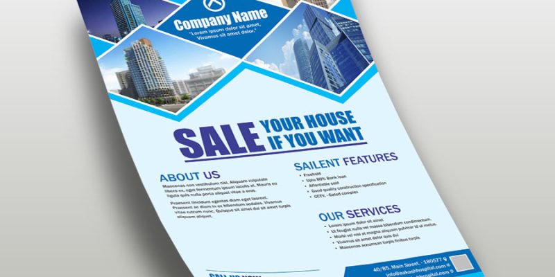 Creative Real estate, property flyer template – free vector