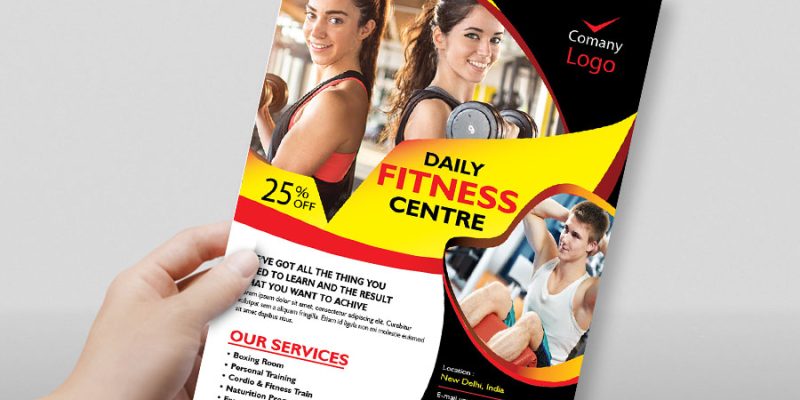 Fitness centre flyer template – free vector