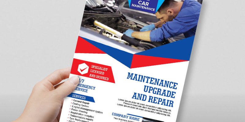 Car maintenance flyer template – free vector
