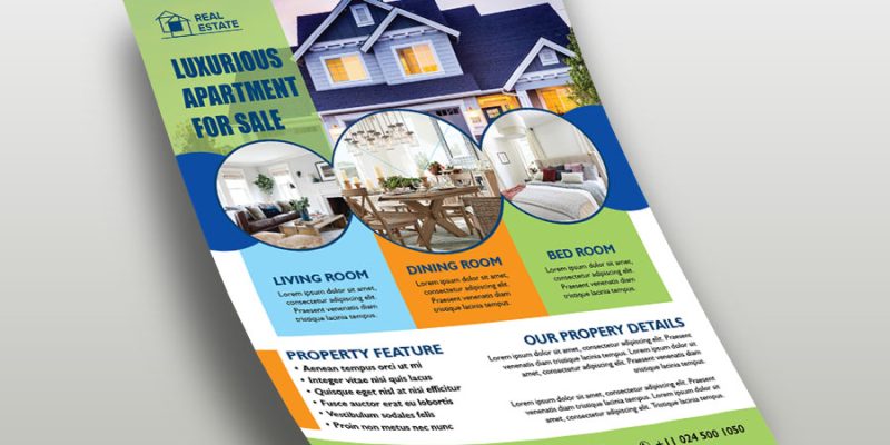 Real estate, property flyer template – free vector
