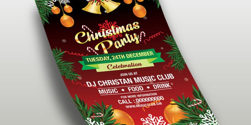 Christmas party flyer, poster template – free vector