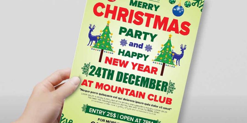 Christmas party and happy new year flyer, poster template – free vector