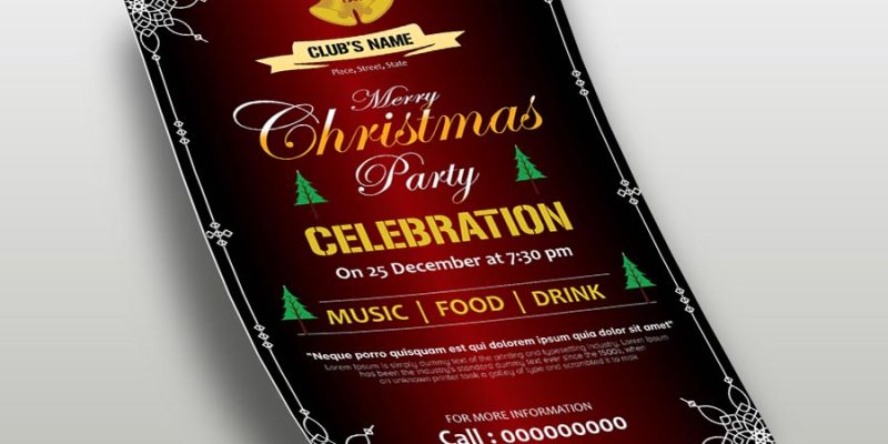 Christmas party celebration flyer design template – free vector